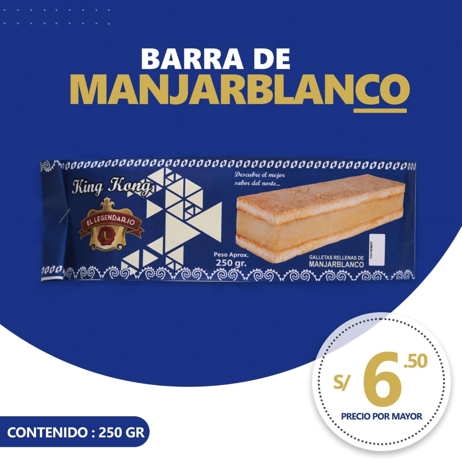 Barra de king kong manjarblanco 250 g — imagen 1