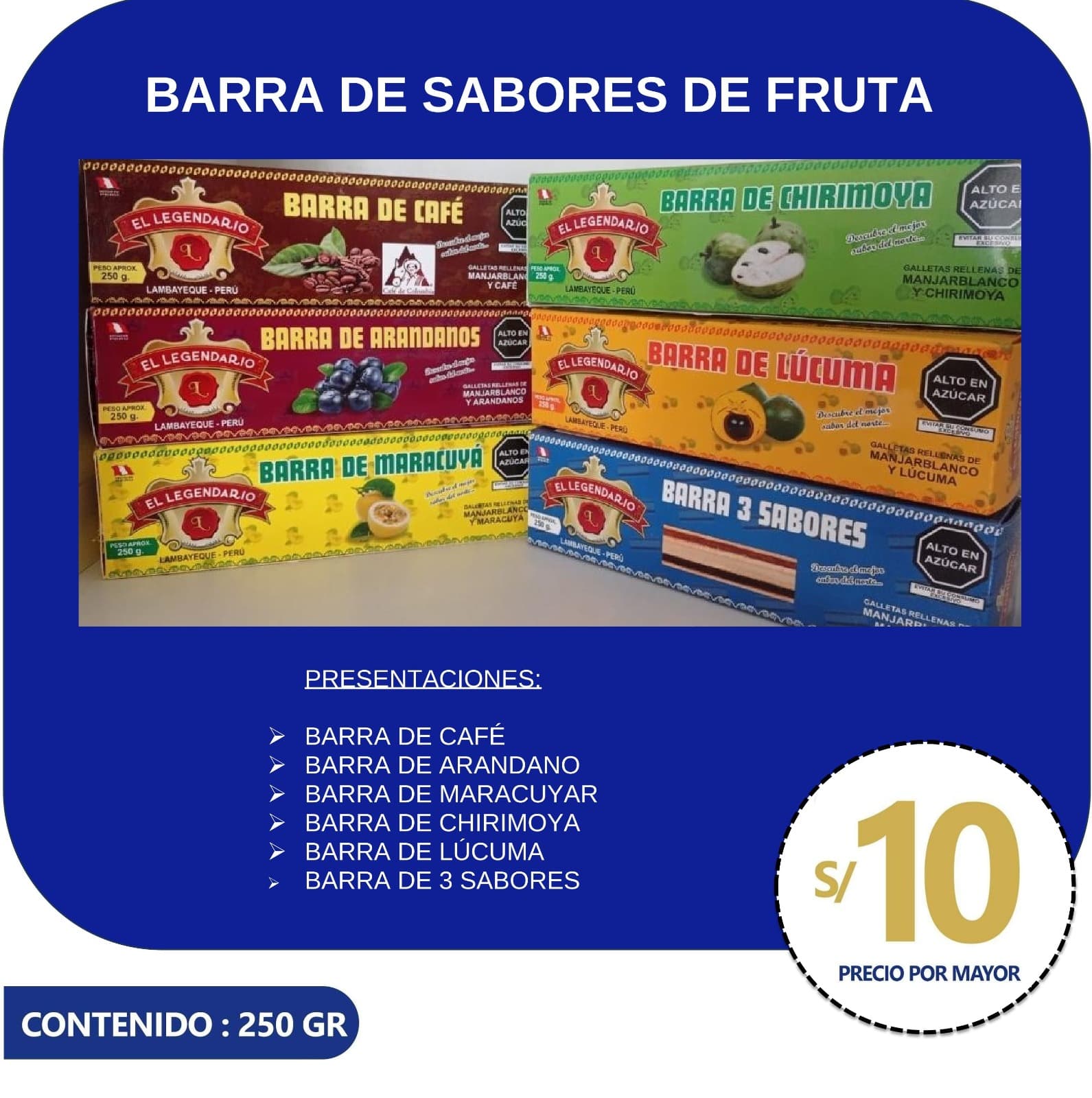 Barras de frutas surtidas 250 g