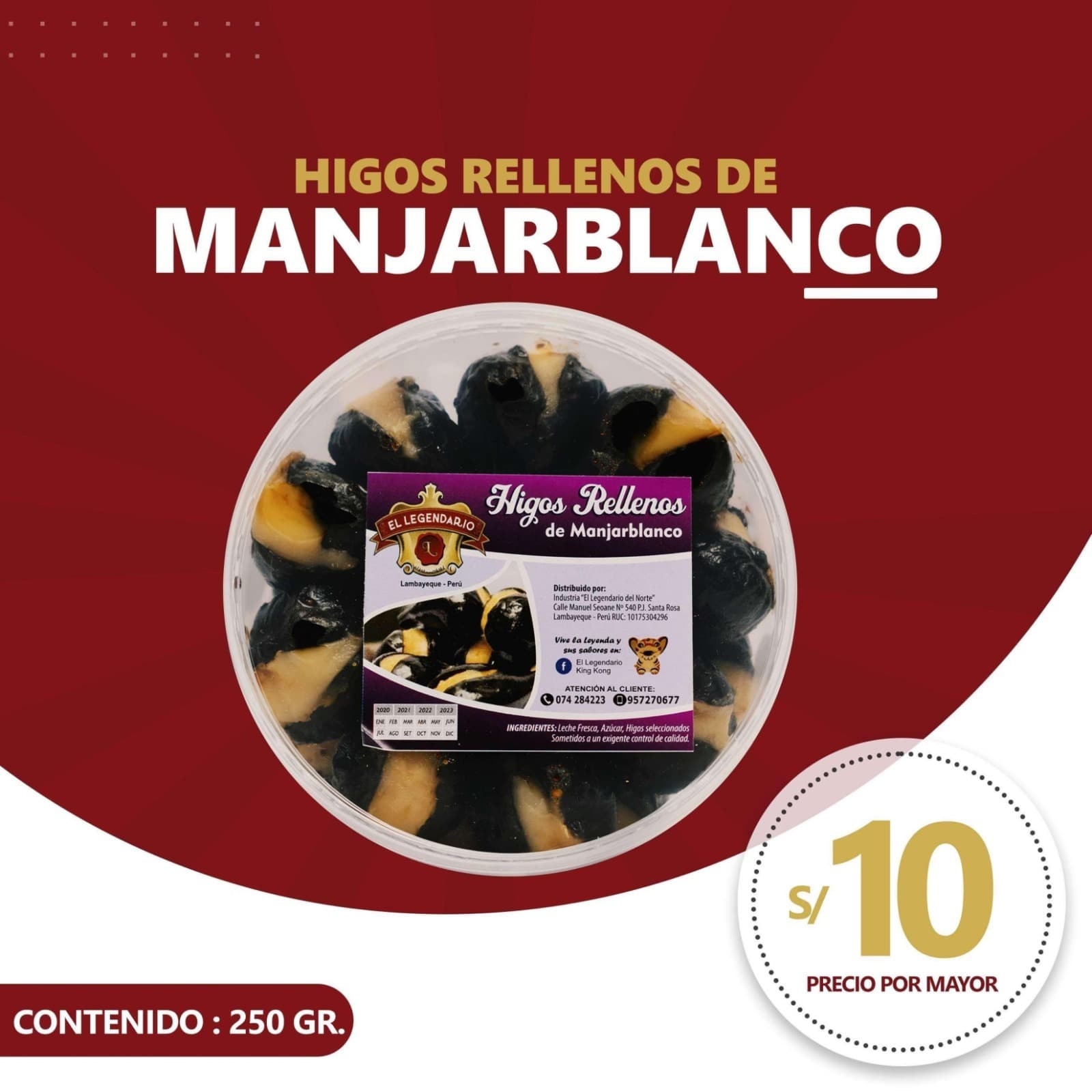 Higos rellenos de manjarblanco 250 g